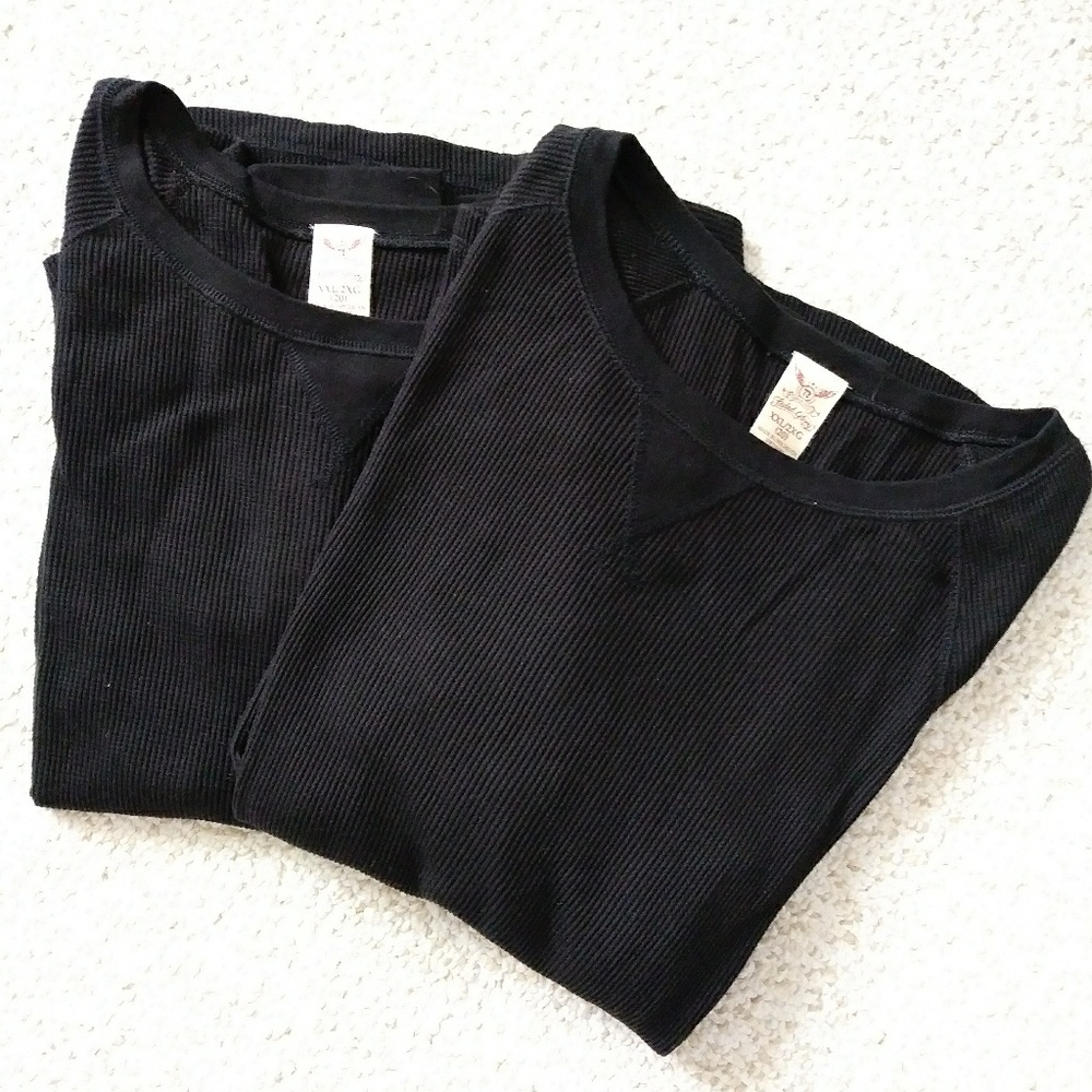 Two Black Longsleeve Thermal Tops